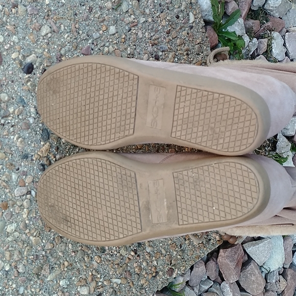 Skechers +3 nude suede leather slouch hidden wedge boots women's 7.5 - Picture 8 of 10